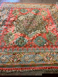 Handwoven Turkish Kilim Rug 9ft X 10ft': Handwoven Turkish Kilim Rug. Dimensions: 9’ 1&rdquo; x 10’ 5&rdquo;