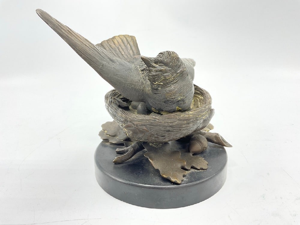 Aft.Charles Cumberworth (1811-1852) Bronze Sculpture: Aft. Charles Cumberworth (1811-1852) Bronze Sculpture.Signed. Bird in nest. Dimensions: 4 1/2” x 4 1/2” x 6”