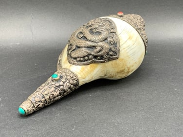 Tibetan Silver Conch Shell