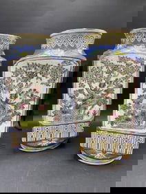 A Pair Large Chinese Porcelain Enameled Vases-Signed