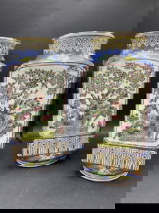 A Pair Large Chinese Porcelain Enameled Vases-Signed: A Pair Chinese Porcelain Enameled Vases. Early 20th century.Signed at base.Dimensions: 14 1/4&rdquo; x 6&rdquo;
