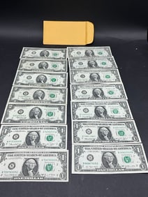 $19 Face (5) $2 and Nine (9) $1 U.S. Bank Notes