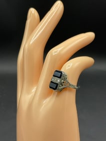 18K White Gold Sapphire and Diamond Ring