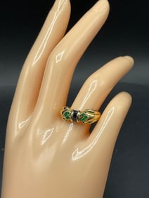 14K Sapphire and Emerald Ring size 9.