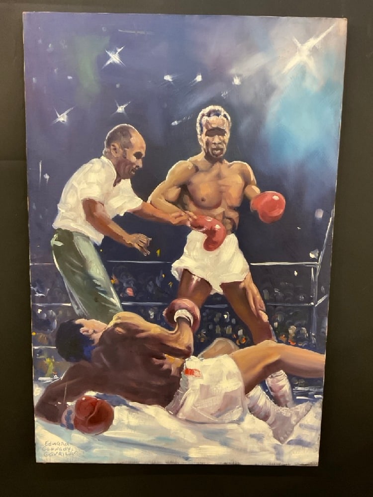 Edward Gavrilov (1932-2000 Russian/American) Ringside Boxing Fight (1 of 5)