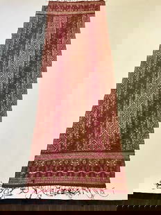 Indonesian Silk Embroidered Ceremonial Cloth: Indonesian Silk Embroidered Ceremonial Cloth.Dimensions: 23" X 74" Condition: This collection was started over 50 years ago and meticulously stored. All pieces expected to having holes, tears or frayi