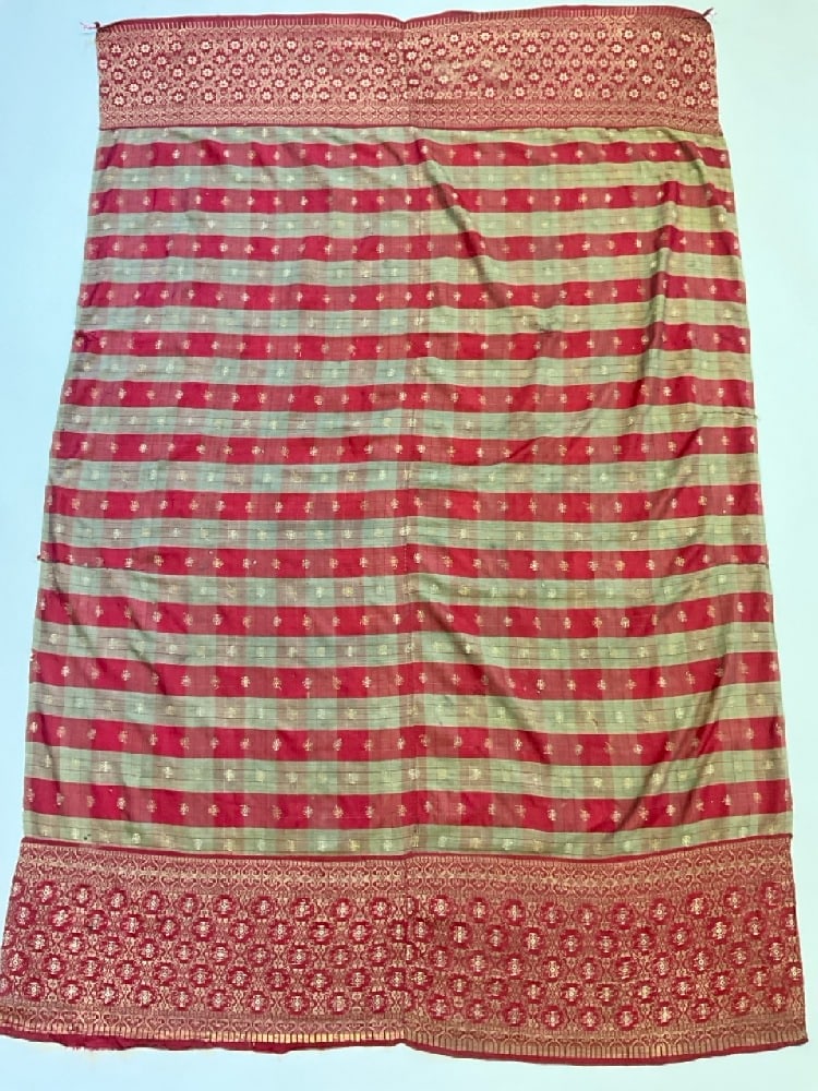 Two Part Silk Indonesian Sarong Cloth: Two Part Silk Indonesian Sarong Cloth.Dimensions: 44" X 68" Condition: This collection was started over 50 years ago and meticulously stored. All pieces expected to having holes, tears or fraying and