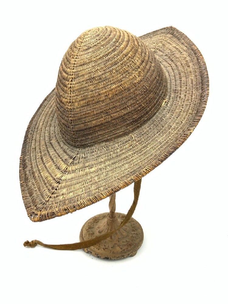 Woven Cane Nagaland Hat: Woven Cane Nagaland Hat.Dimensions: 6”d & 16” Brim to Brim