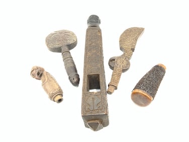 (5) Indonesian Tribal Wood Tools an Ornamentals