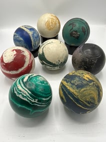Eight (8) Vintage 5?? Bowling Balls for 5 Pin Bowling