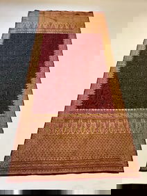 19th Century Gold Silk Embroidered Sarong Textile