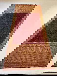 19th Century Gold Silk Embroidered Sarong Textile: 19th Century Indonesian Sarong Textile. Silk with gold thread. Dimensions: 34" X 82" Condition: This collection was started over 50 years ago and meticulously stored. All pieces expected to having hol