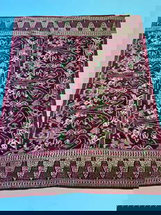 Indonesian Silk Sarong Textile Early 20th C.: Indonesian Silk Sarong Textile Early 20th C. Two part construction. Silk with silk thread embroidery work. Dimensions: 46" X 59" Condition: This collection was started over 50 years ago and meticulous
