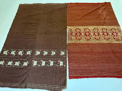 Two (2) Cotton and Silk Thread Indonesian Batik Textiles: Two (2) Cotton and Silk Thread Indonesian Batik Textiles.Condition: This collection was started over 50 years ago and meticulously stored. All pieces expected to having holes, tears or fraying and pos