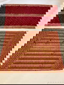 Two (2) Indonesian Silk and Gold Threaded Ikat Textiles