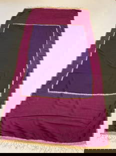 Indonesian Rich Purple Dyed Silk Shoulder Cloth: Indonesian Silk Shoulder Cloth. c.1920's Selendang Pelangi.Dimensions: 31" X 70" Condition: This collection was started over 50 years ago and meticulously stored. All pieces expected to having holes,