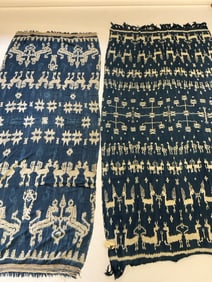 Two (2) Sumba Indonesia Ikat Hand Woven Textiles