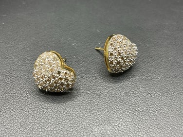 14K Diamond Puffy Heart Earrings