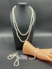 Estate Compiled Pearls w/14K Gold Clasps