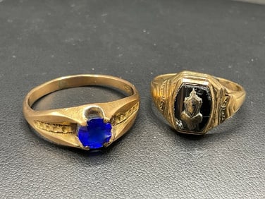 Two (2) 10K Yellow Gold Rings w/ Balfour Class Ring