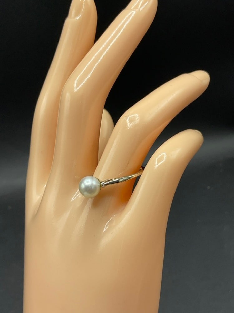 14K White Gold Solitaire Pearl Ring Size 10 (1 of 4)