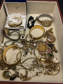 Mostly Gold Filled Goldtone Jewelry and Watches Lot