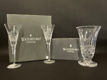 Waterford Crystal “Lismore?? Flutes and Vase