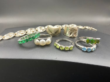 Sterling Silver Rings and Bracelet