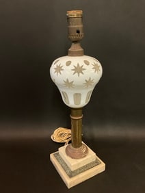 Antique White Sandwich Glass Lamp