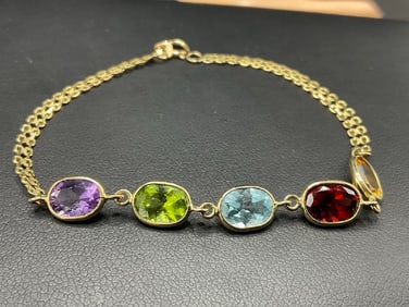 14K Yellow Gold Gemstone Bracelet
