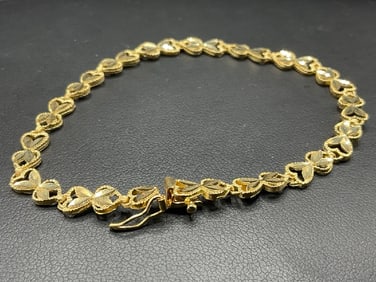 14K Yellow Gold Bevel Cut Heart Bracelet