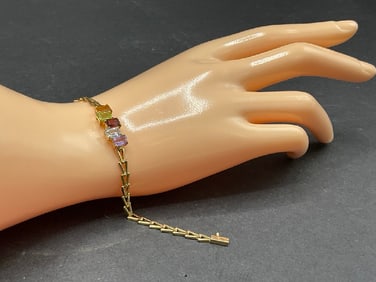 14K Yellow Gold Gemstone Bracelet