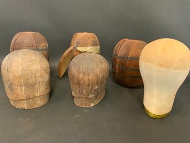 Six (6) Antique Wooden Hat Molds