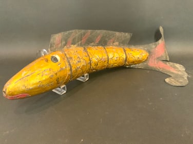Vintage Hand Crafted Wooden Articulated Fish Sculpture