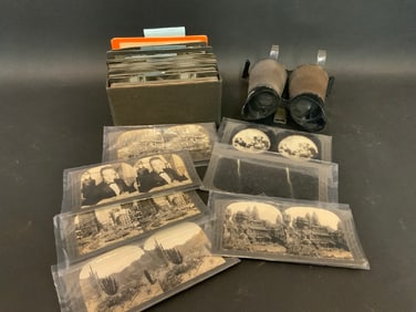 Vintage Stereo Viewer w/ (106) Stereoview Cards