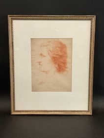18th c. Old Master Conte Crayon Portrait Sketch