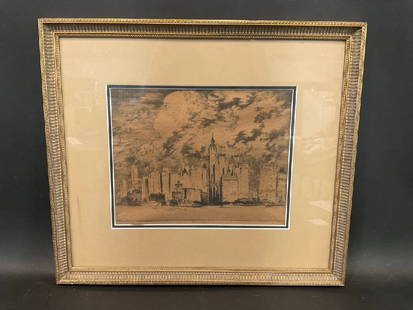 Joseph Pennell (American 1857-1926) The Unbelievable City: Joseph Pennell (American 1857-1926) “The Unbelievable City&rdquo;. New York City. Pencil signed etching by the artist. c. 1908. Dimensions: 15 3/4&rdquo; x 18&rdquo;