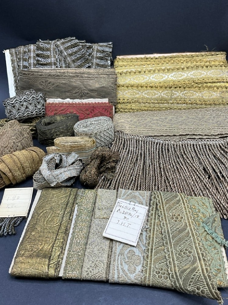 Beautiful Vintage Upholstery Trims, Ribbons, Tassels: Beautiful Vintage Upholstery Trims, Ribbons, TasselsTextiles are unused and on original textiles cards. New/Old Stock.