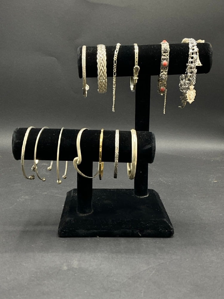 Thirteen (13) Sterling Silver Bangle Bracelets (1 of 4)