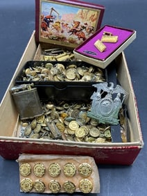 Estate Found Group of Military Buttons and Pins
