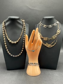 Estate Compiled Sterling Silver Necklaces and Bracelets