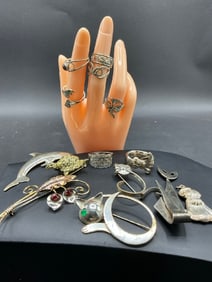 Estate Complied Sterling Silver Jewelry Lot