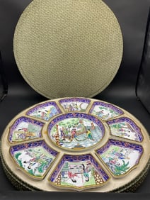 Vintage Enameled Chinese Supper Set