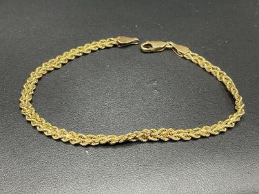 14K Yellow Gold Rope Chain Bracelet