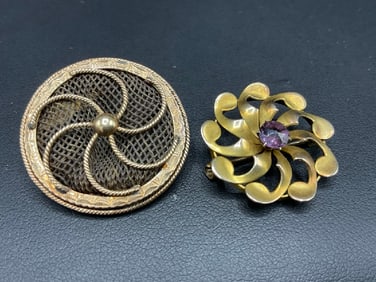 14K and 10K Yellow Gold Antique Pins