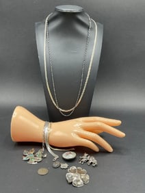 Estate Compiled Sterling Silver Jewelry Group