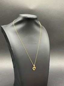 14K 18?? Yellow Gold Heart Pendant Necklace