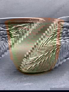 Weller Pine Cone Art Pottery Vase: Weller Pine Cone Art Pottery Vase. Condition: (2) chips in the rim. Dimensions: 5&rdquo; x 5 3/4&rdquo;