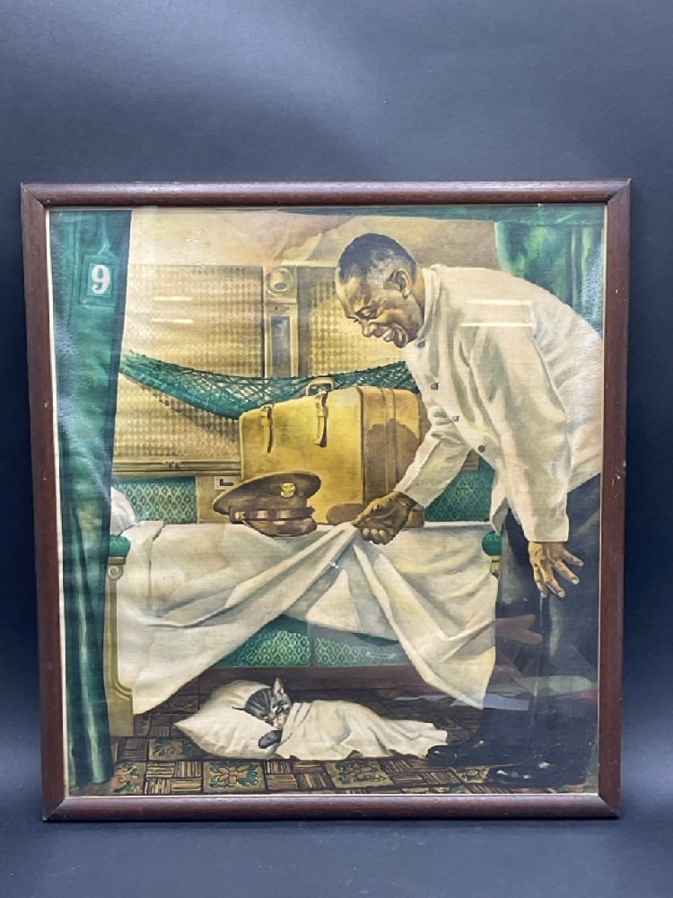 Rare Original Chessie Cat w/ Conductor Print 30's or 40's (1 of 4)