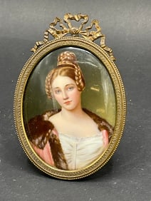 19th C. Minature Oil Portrait Painting Framed